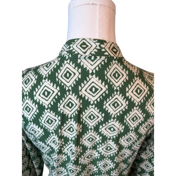 2/$30 ZARA XS Green & White Geometric Mini Print Cotton Dress - Picture 10 of 15